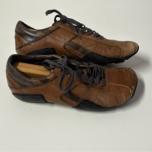 Y2K DIESEL men's auriga brown leather low top fencing style sneakers, 10.5 US.